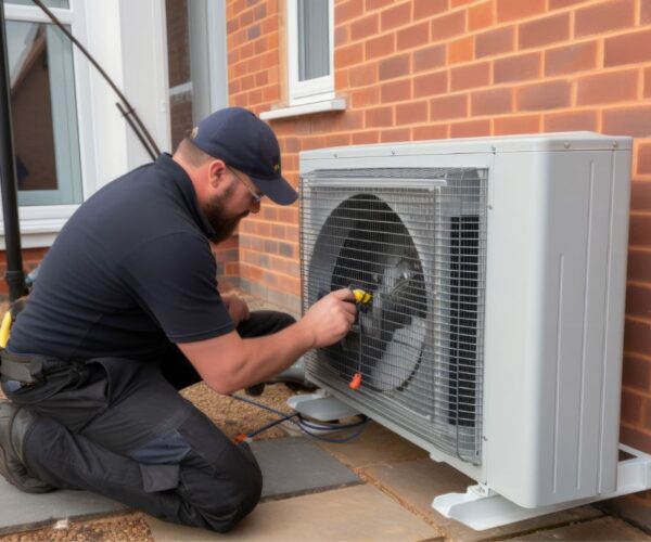 Airco die gemonteerd wordt